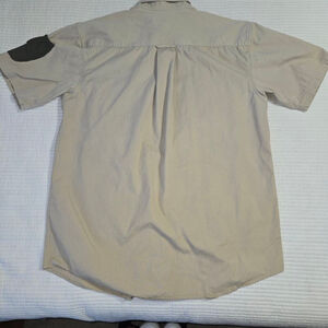Men's Orvis Short Sleeve Button Down Shirt Beige Size M